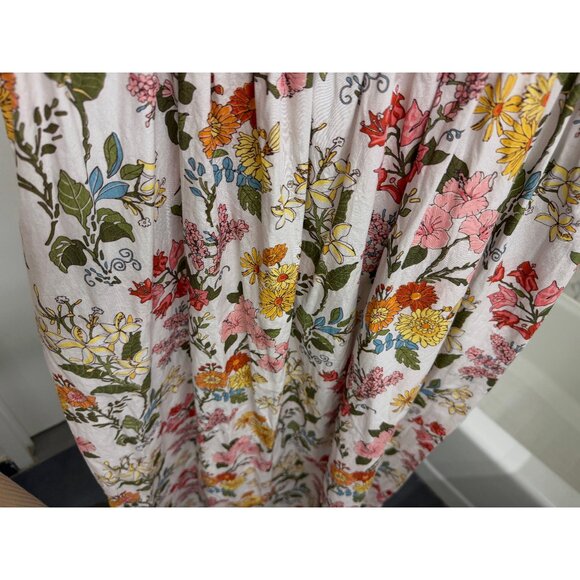 Coco Shop Short Sleeve Maxi Dress Multi Floral Print Cotton Rainbow Colorful M - Picture 10 of 16